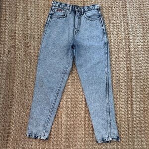 Vintage 80s 90s bouro jeans high waisted zipper leg Classic acid wash Denim